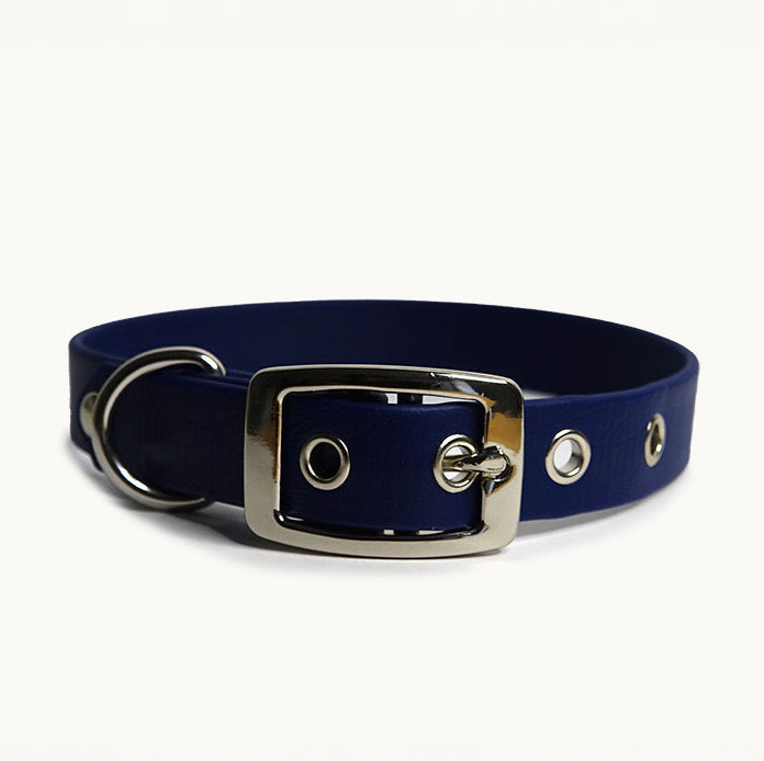Collier classique en biothane - Bleu Marine - GRIS LOUP