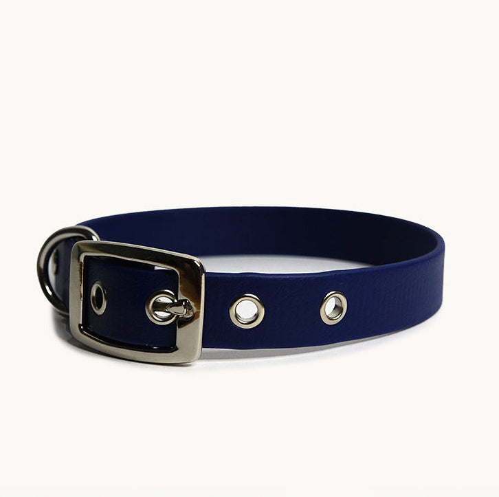 Collier classique en biothane - Bleu Marine - GRIS LOUP